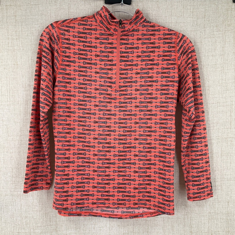 Kerrits Top Kids XL Coral Horse Bit Quarter Zip Breathable Riding Equestrian
